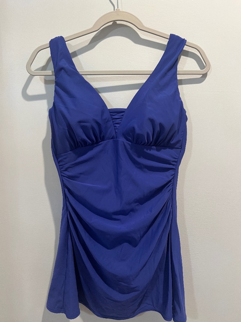 Lands' End Royal Blue Slendersuit Grecian Ruched Swimsuit Size 14